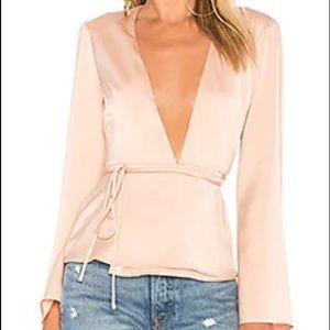 The Eliot Blouse L'Academie long sleeve with cleavage. Color: Rose